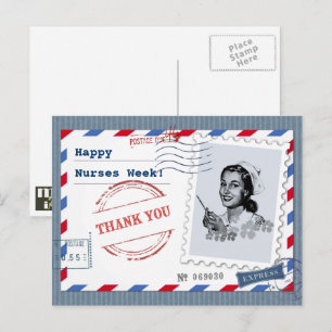 Postal Feliz Semana de las Enfermeras. Enfermero retro