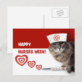 Postal Feliz Semana de las Enfermeras. Funny Kitty