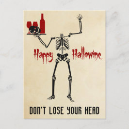 Postal Felíz Skeleton sin cabeza de Hallowine