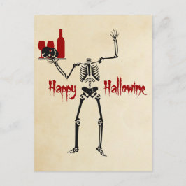 Postal Felíz Skeleton sin cabeza de Hallowine