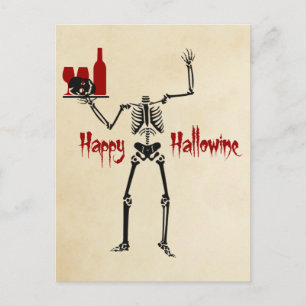 Postal Felíz Skeleton sin cabeza de Hallowine