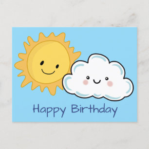 Postal Feliz Sol y Nube Kawaii