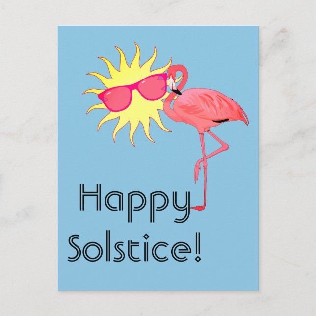 Postal Feliz Solsticio Flamenco y Cara del Sol (Anverso)