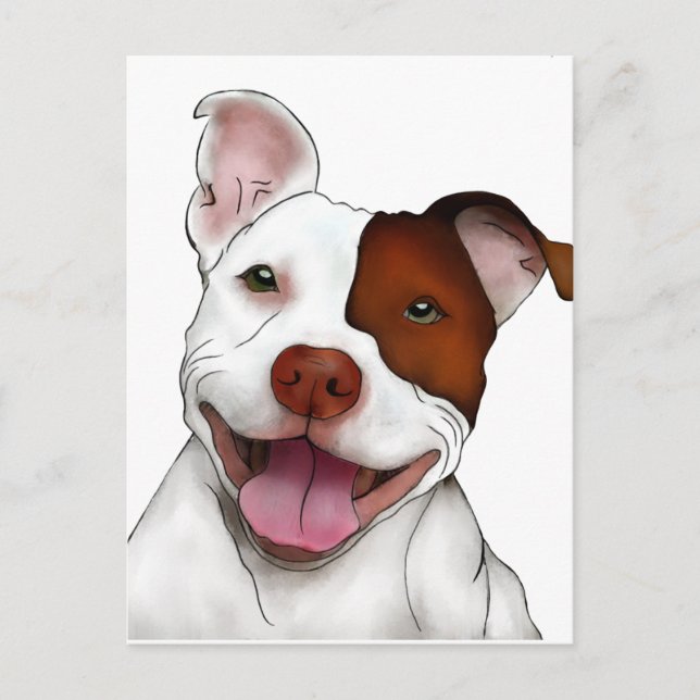 Postal Feliz sonriente Pitbull (Anverso)