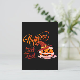 Postal Feliz truco de Halloween o calabaza de tratas