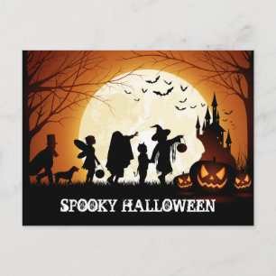 Postal Feliz truco de Halloween o trato a niños