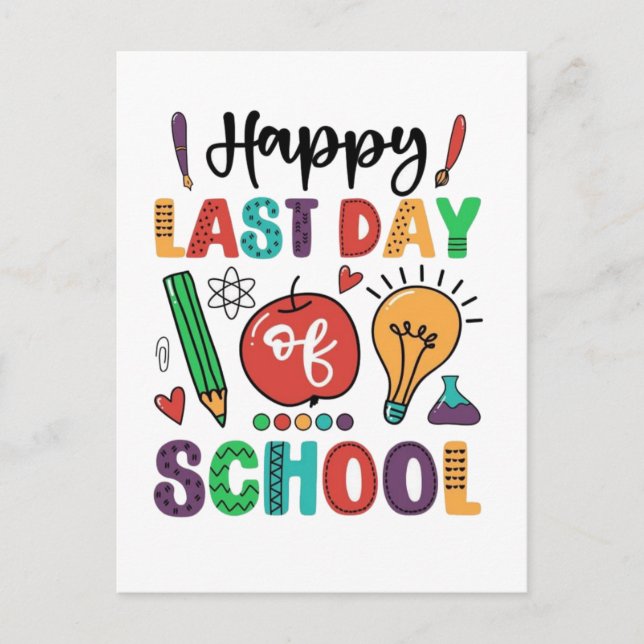 Postal Feliz Último Día De Estudiantes De Verano Escolar (Anverso)