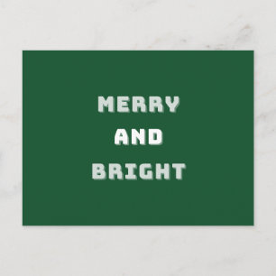 Postal Feliz y brillante, arte verde Navidad, feriado