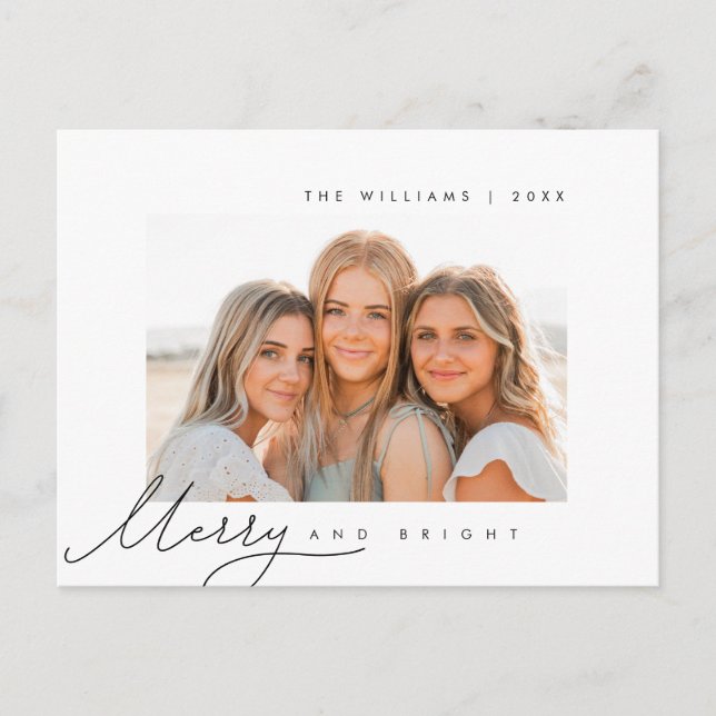 Postal Feliz y brillante, saludo de Navidades, foto famil (Anverso)