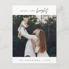 Postal Feliz y brillante, saludo de Navidades, foto famil