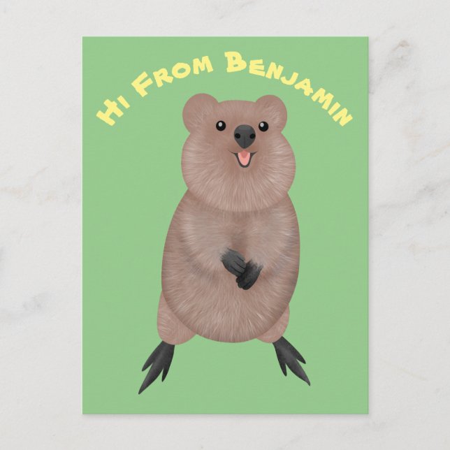 Postal Feliz y lindo diseño de personalizados de quokka (Anverso)