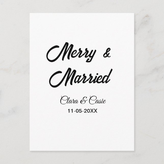 Postal Feliz y matrimonio añaden pareja Nombre fecha de f (Anverso)