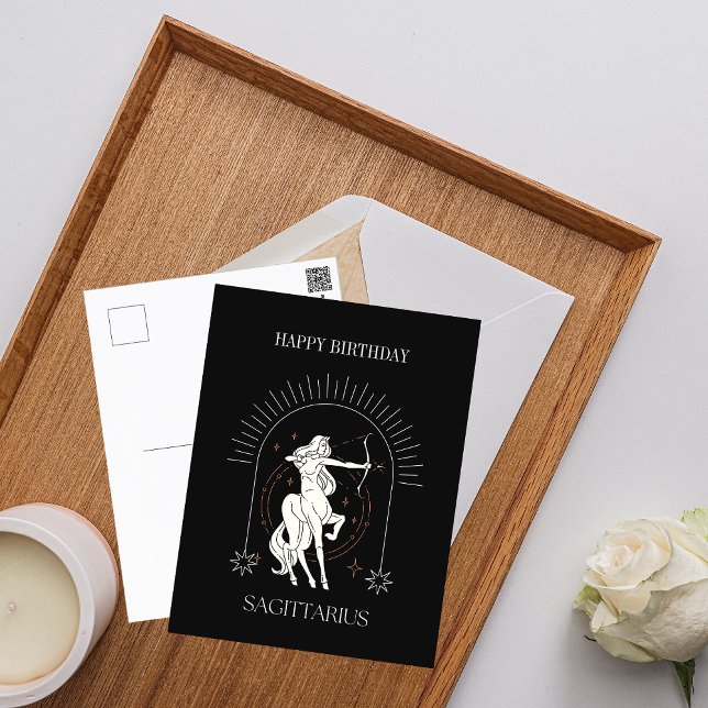 Postal FelizCumpleaños Sagitario Místico Zodiaco (HappyBirthday Mystic Sagittarius Zodiac Postcard)
