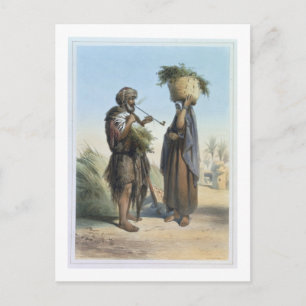 Postal Fellah hombre y mujer, ilustracion de 'El Valle'