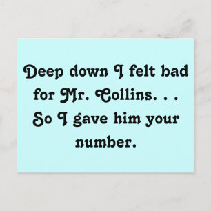 Postal Felt Bad para el Sr. Collins Funny Jane Austen