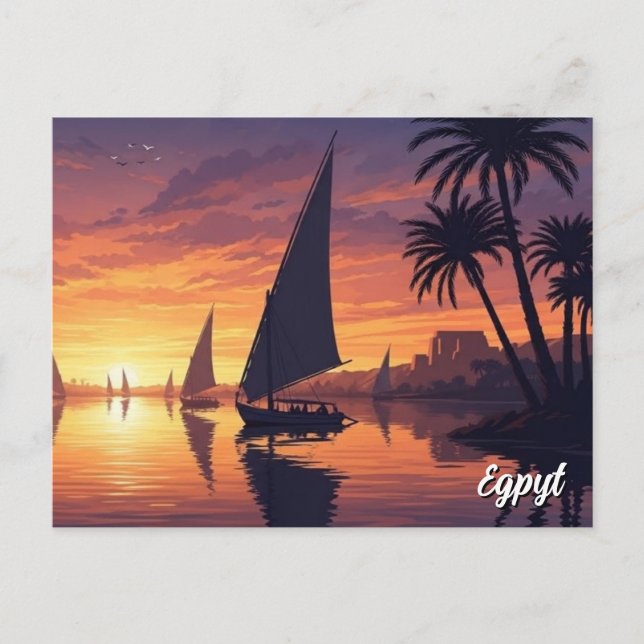 Postal Felucca del Nilo en Egipto (Anverso)