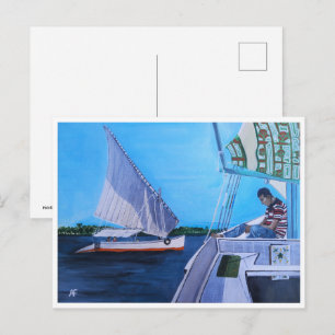 Postal Feluccas en el Nilo Pintura de Alfred Fox