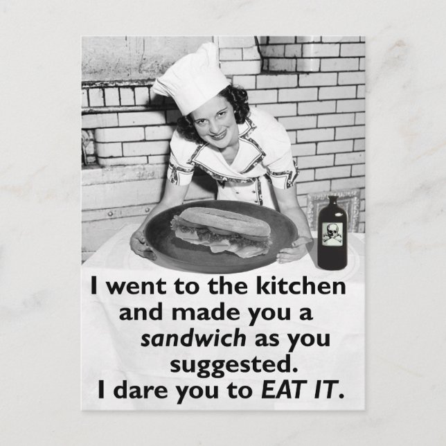 Postal Feminista divertida me hace un sándwich (Anverso)