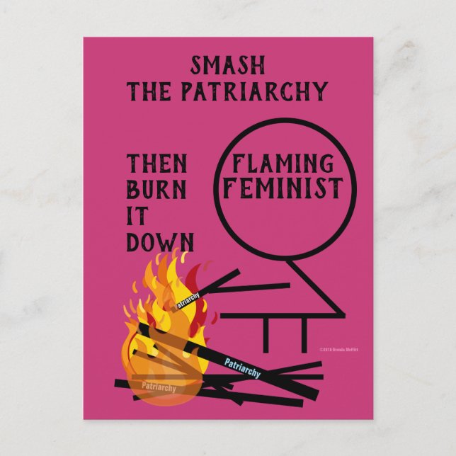 Postal Feminista que llama la atención destroza el patria (Anverso)