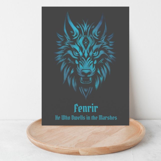 Postal Fenir Fenris nordic Wolf face blue (Subido por el creador)