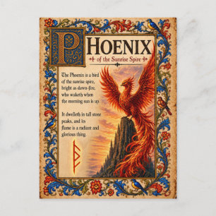 Postal Fénix, Arte de Bestiario Medieval