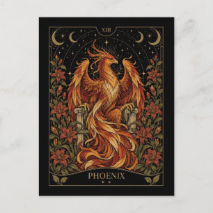 Postal Fénix, Arte del Tarot Estrellado