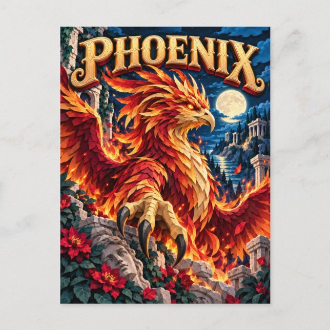 Postal Fénix, Monstruo de Papel Cortado (Anverso)