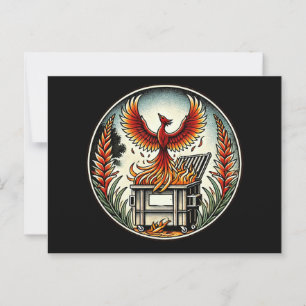 Postal Fénix que resurge de las cenizas del contenedor de
