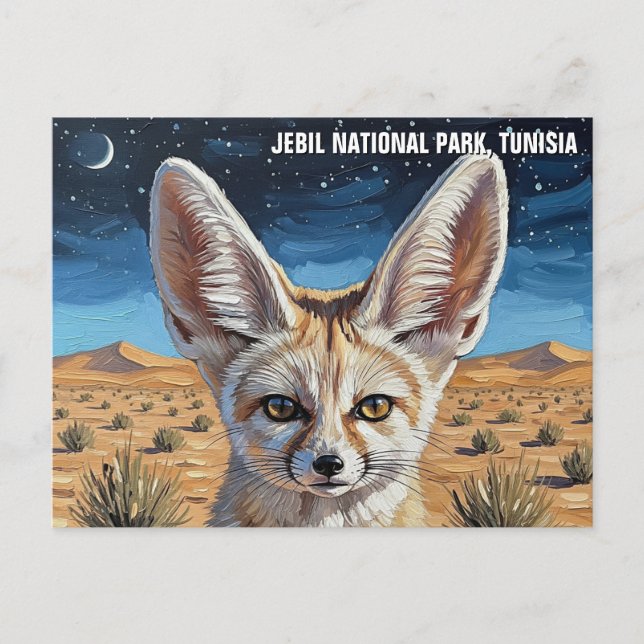 Postal Fennec Fox en el Parque Nacional de Jebil en Túnez (Anverso)