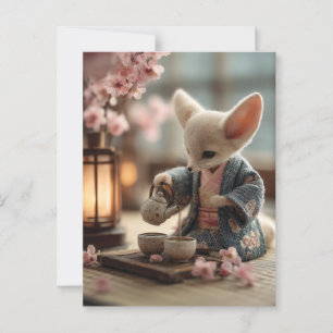 Postal Fennec Fox en un Kimono realizando una ceremonia d