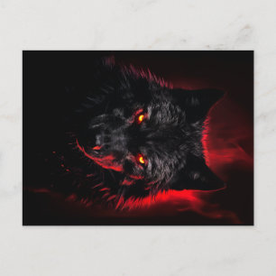 Postal Fenrir - Lobo negro con ojos rojos