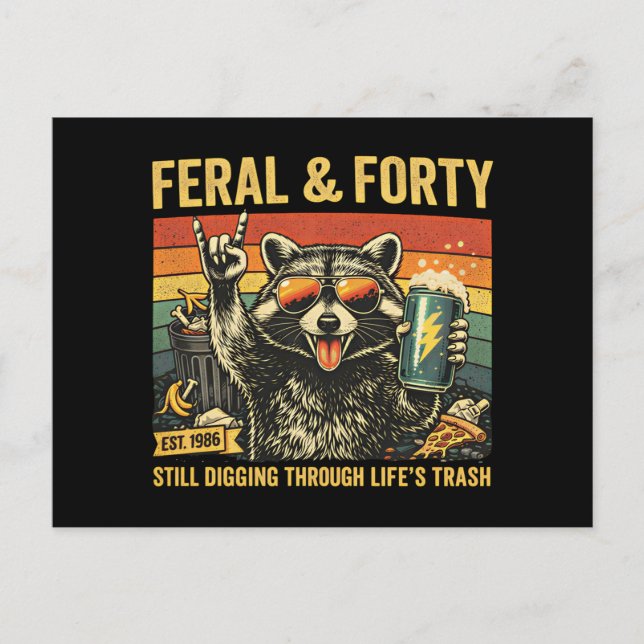 Postal Feral y Cuarenta Cumpleaños número cuarenta sarcás (Anverso)
