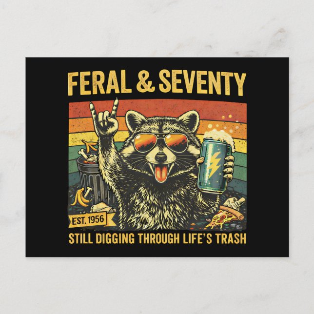 Postal Feral y setenta cumpleaños sarcástico septuagésimo (Anverso)