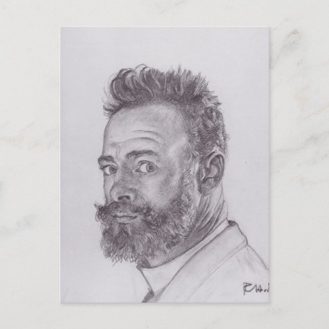 Postal Ferdinand Hodler- Autoretrato en París (Anverso)