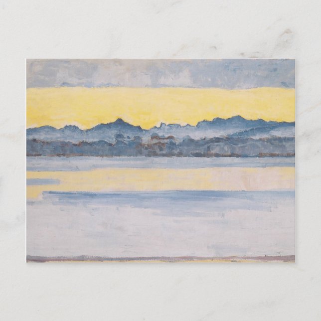 Postal Ferdinand Hodler - Lago Ginebra con Mont Blanc (Anverso)
