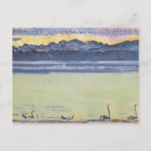 Postal Ferdinand Hodler - Lago Ginebra con Mont Blanc