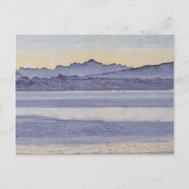 Postal Ferdinand Hodler - Lago Ginebra con Mont Blanc (Anverso)