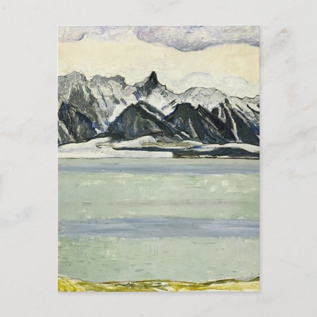 Postal Ferdinand Hodler: Lago Thun con Stockhornkette (Anverso)