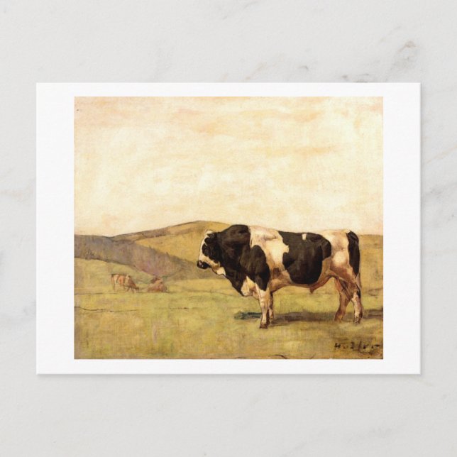 Postal Ferdinand Hodler - Toro en una pastura (Anverso)