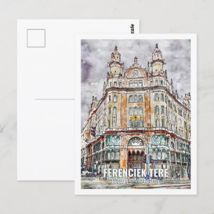 Postal Ferenciek Tere Budapest Travel Place Watercolor