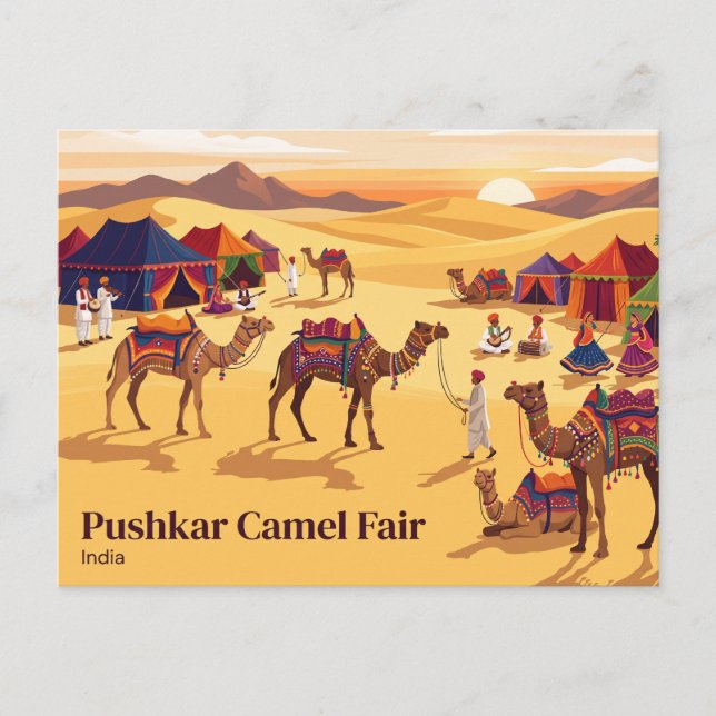 Postal Feria de Camellos de Pushkar India (Anverso)