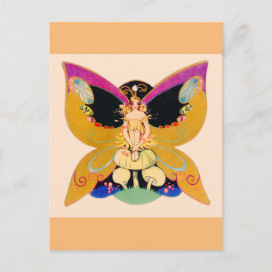 Postal Feria de mariposa de Art Deco de Vintage