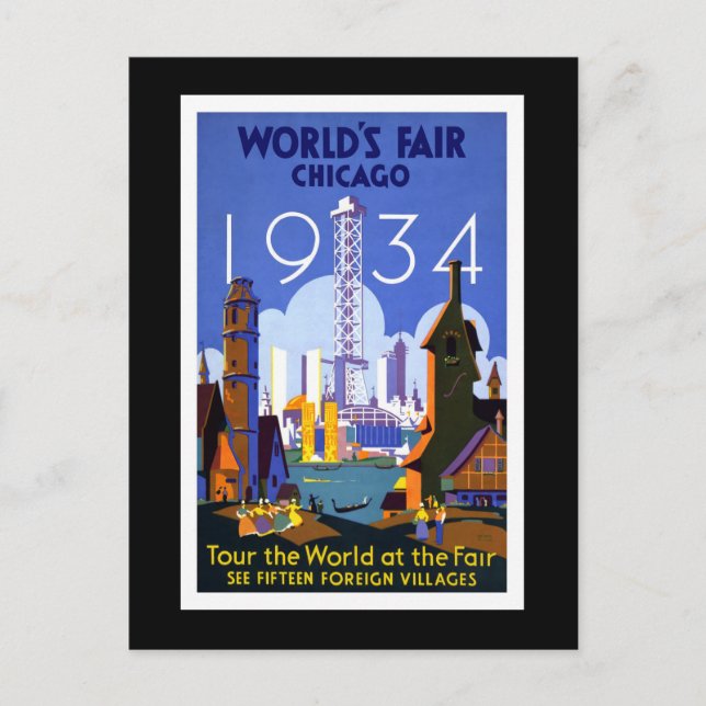 Postal "Feria Mundial, Chicago 1934" Vintage (Anverso)
