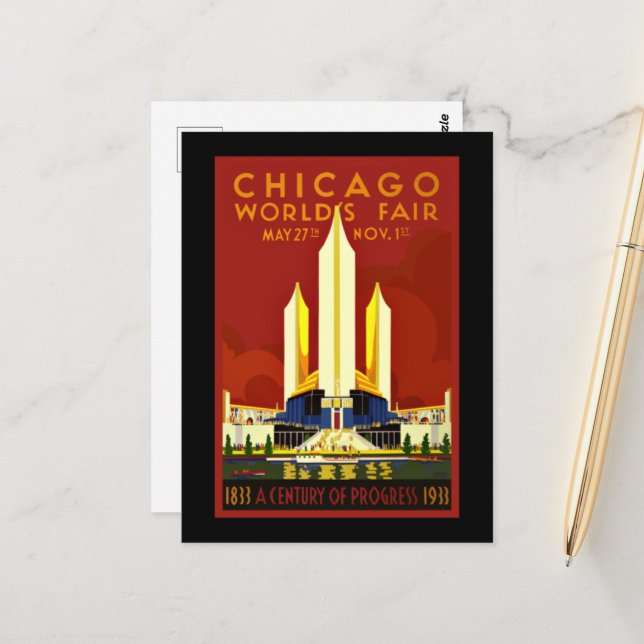 Postal Feria Mundial de Chicago, 1933 (Anverso/Reverso In Situ)