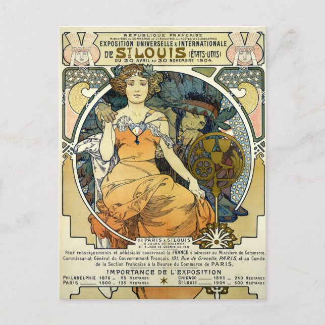 Postal Feria Mundial del Art Nouveau 1904 de Alphonse Muc (Anverso)