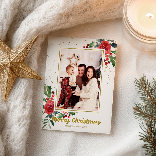 Postal Feria navideña de flores rojas foto de feriados (Subido por el creador)