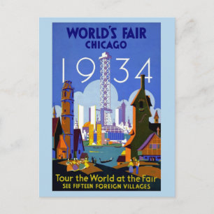 Postal feria vintage de Chicago de 1934