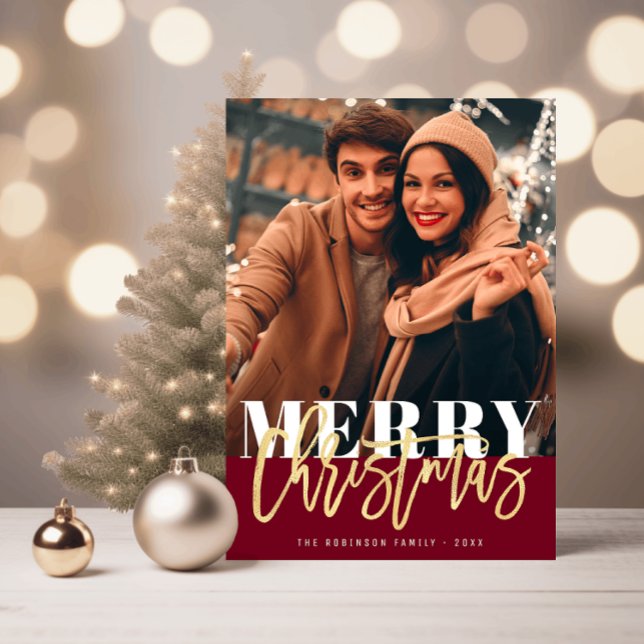 Postal feriado de oro de navidad navideña (Subido por el creador)