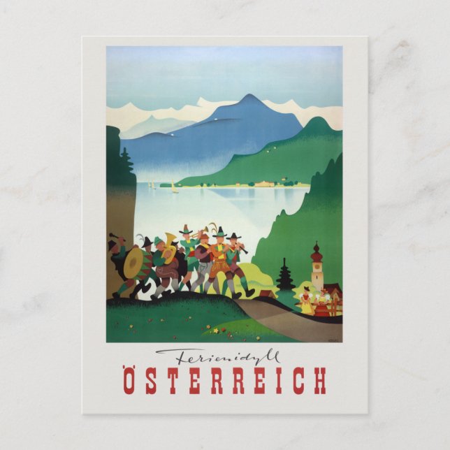 Postal Ferienidyll Osterreich Austria Vintage Poster (Anverso)