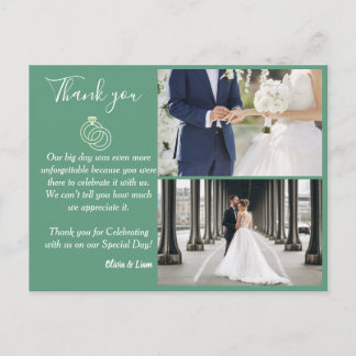 Postal Fern Green Boda Ring Boda Gracias Postcard